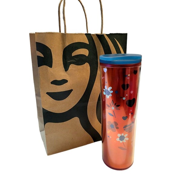 NWT Starbucks Valentines Day Red Love Floral Confetti Acrylic Tumbler 16 oz! - Picture 2 of 5